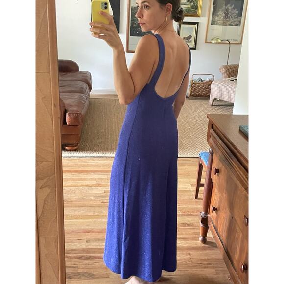 Vintage Dresses & Skirts - Y2K Periwinkle Sparkly Maxi Dress Open Back Size Small